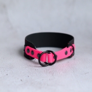 Obroża półzaciskowa 40 mm – szeroka obroża dla psa, taśma PVC/TPU, Bueno DOG różowa obroża neon pink