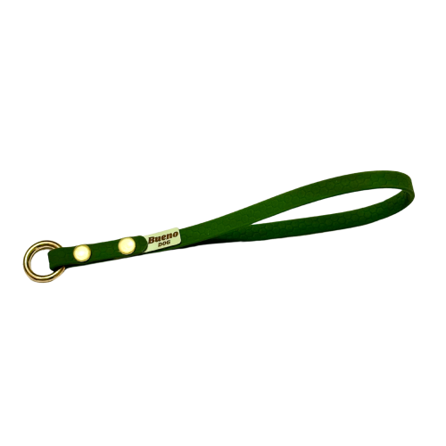 Zielona rączka Bueno DOG 10 mm zakończona kółkiem w kolorze złotym