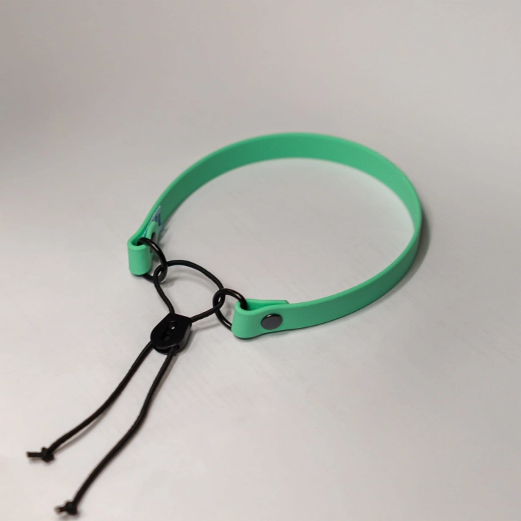Miętowa opaska bungee Bueno DOG 10 mm po zmniejszeniu obwodu stoperem