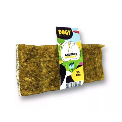 DOGY Chlebek Wiosenny 15 cm, płaski gryzak ze szparagami z zieloną etykietą
