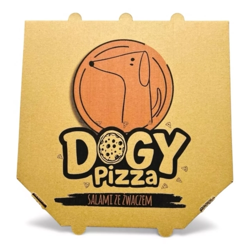 Pudełko DOGY Pizza Salami ze żwaczem, widok z góry