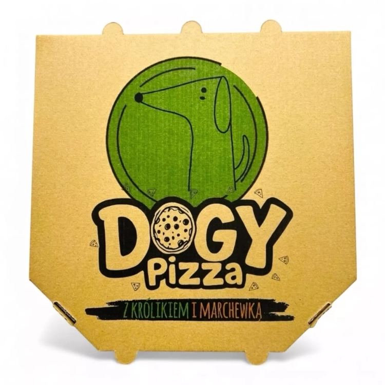 Pudełko DOGY Pizza z królikiem i marchewką, widok z góry