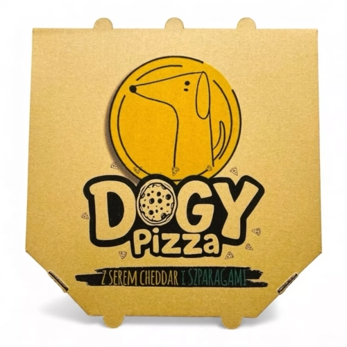 Pudełko DOGY Pizza Cheddar ze szparagami, widok z góry