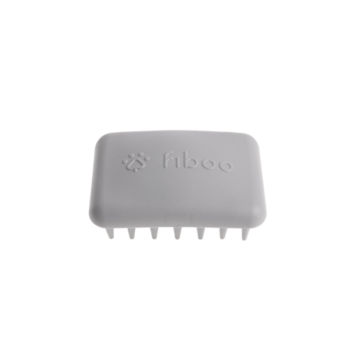 Górna strona szarej szczotki Fiboo z logo producenta