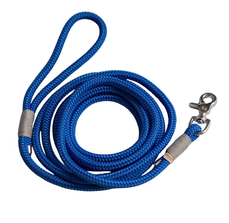 Smycz miejska Electric Blue z jasnymi owijkami i srebrnym karabińczykiem
