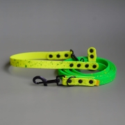 Neonowozielona smycz Bueno DOG z żółtą rączką i plamkami Splash
