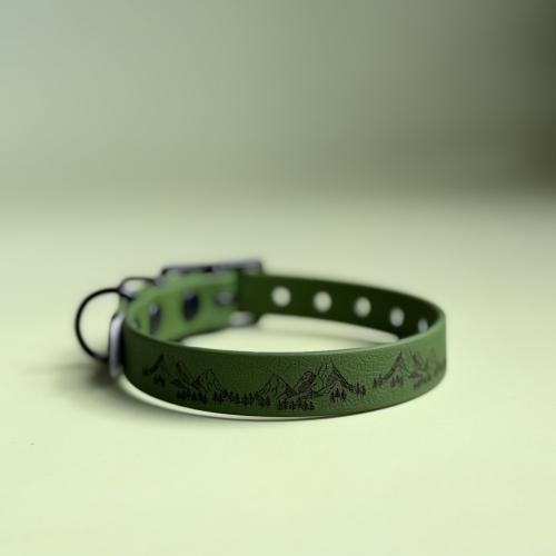Obroża na sprzączkę 1,6 cm 22-31 cm khaki grawer