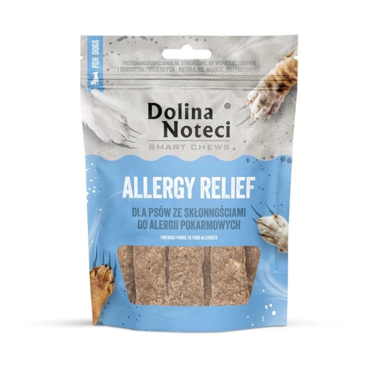 Dolina Noteci Smart Chews Allergy Relief Gryzaki Dla Psa 100g 7szt. – hipoalergiczne gryzaki funkcjonalne dla psa z alergią, opakowanie