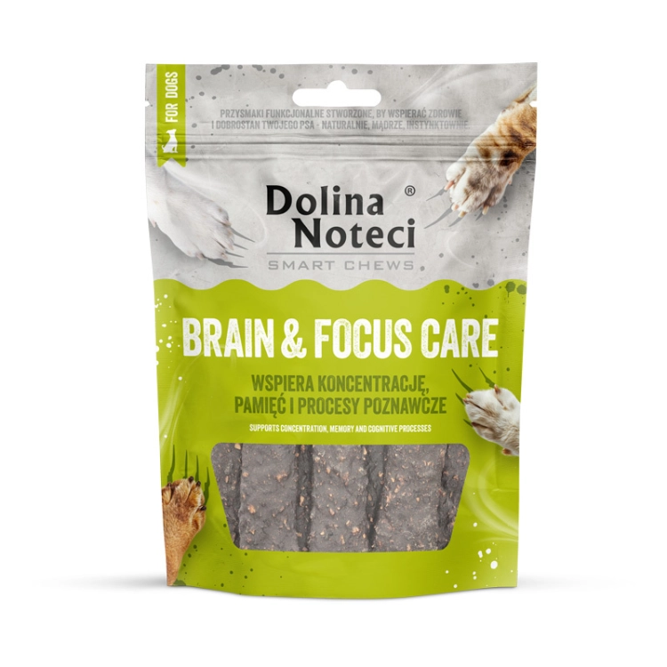Dolina Noteci Smart Chews Brain Focus Care Gryzaki Dla Psa 100g 7szt. – gryzaki funkcjonalne dla psa na pamięć i koncentrację, opakowanie