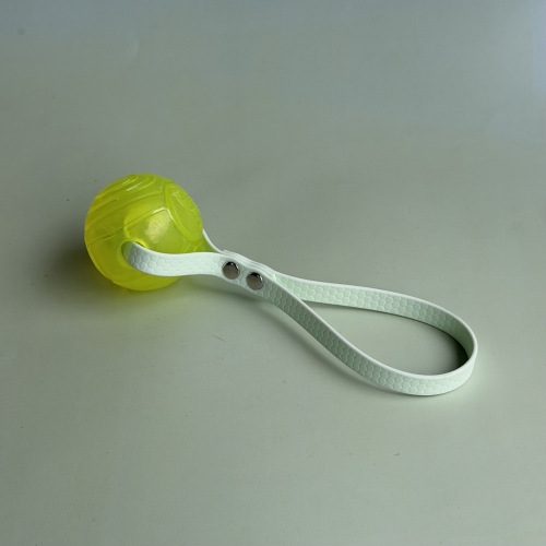 Piłka NERF gumowa żółta z małą miętową rączką