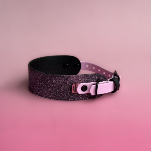 Obroża na sprzączkę LIGHT 4 cm 33-43 cm black + lilac light pawtex