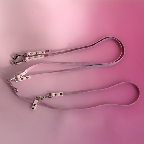 Smycz hands free dla dwóch psów Lavender + Pastel Pink