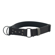 Czarna obroża półzaciskowa Bueno DOG Hexa 40 mm z szarą szlufką i regulatorem
