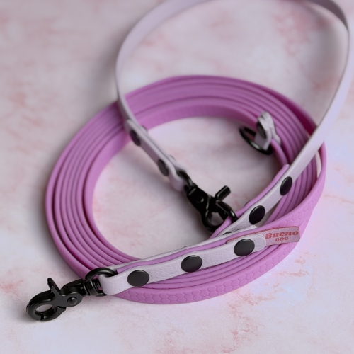 Smycz przepinana 1 cm 3 m lilac hexa + pastel purple biothane®