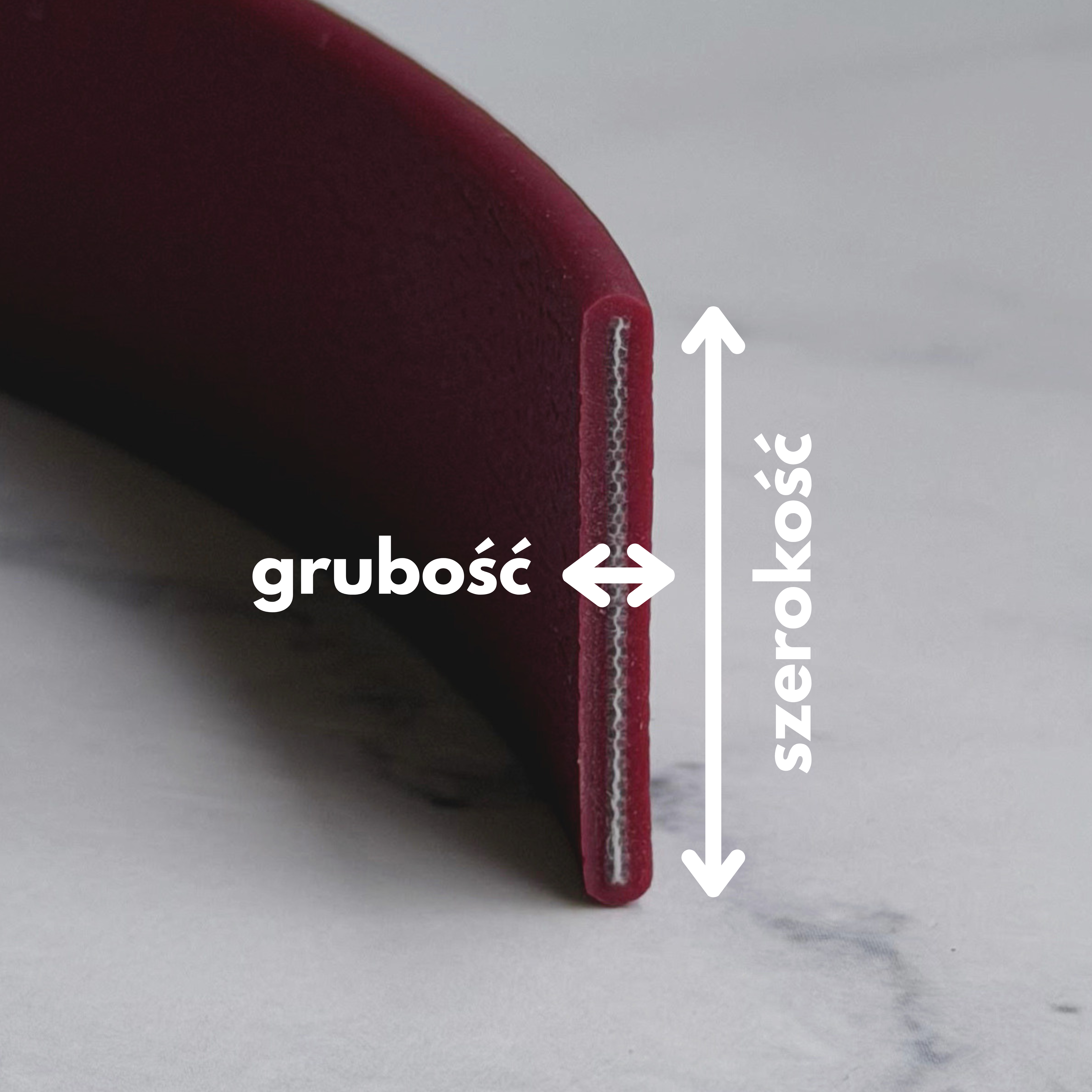 Szerokość i grubość taśmy — schemat