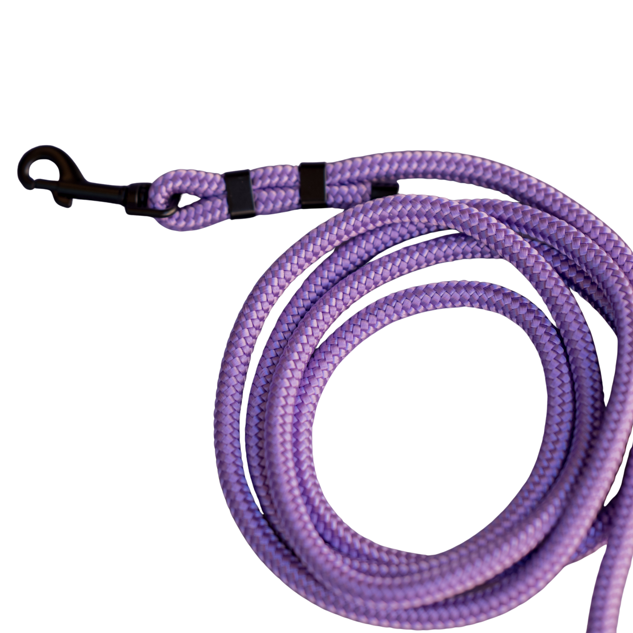 Fioletowa lina Purple z czarnym karabińczykiem i metalowym wykończeniem